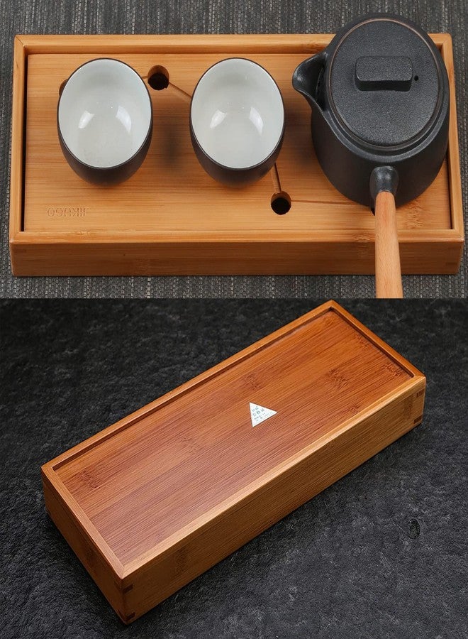 JIKUGO Seven Stars Bamboo Tea Tray 11.8x4.84x1.38in Gongfu Tea Tray Chinese Tea Set Japanese/Chinese Gongfu Tea Table Home Furnishing Serving Water Storage Bamboo Tea Table - Image 5